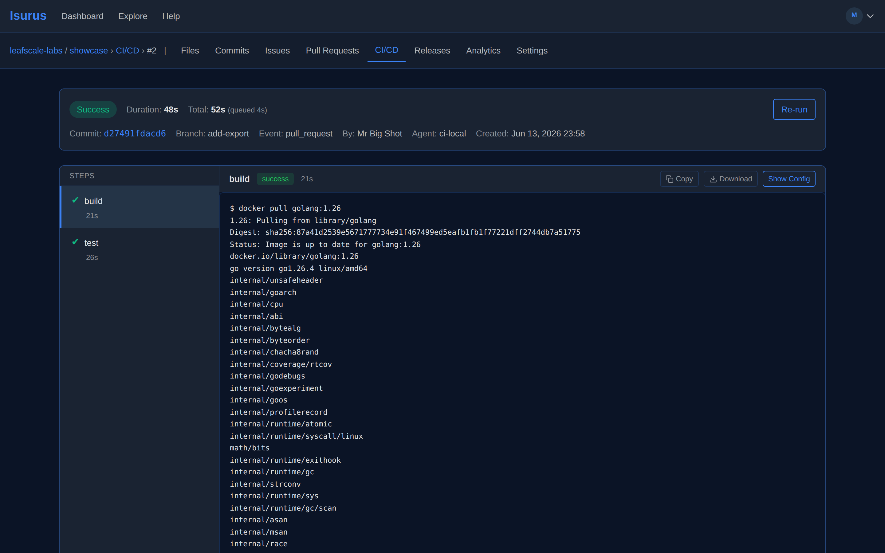 CI/CD pipeline running